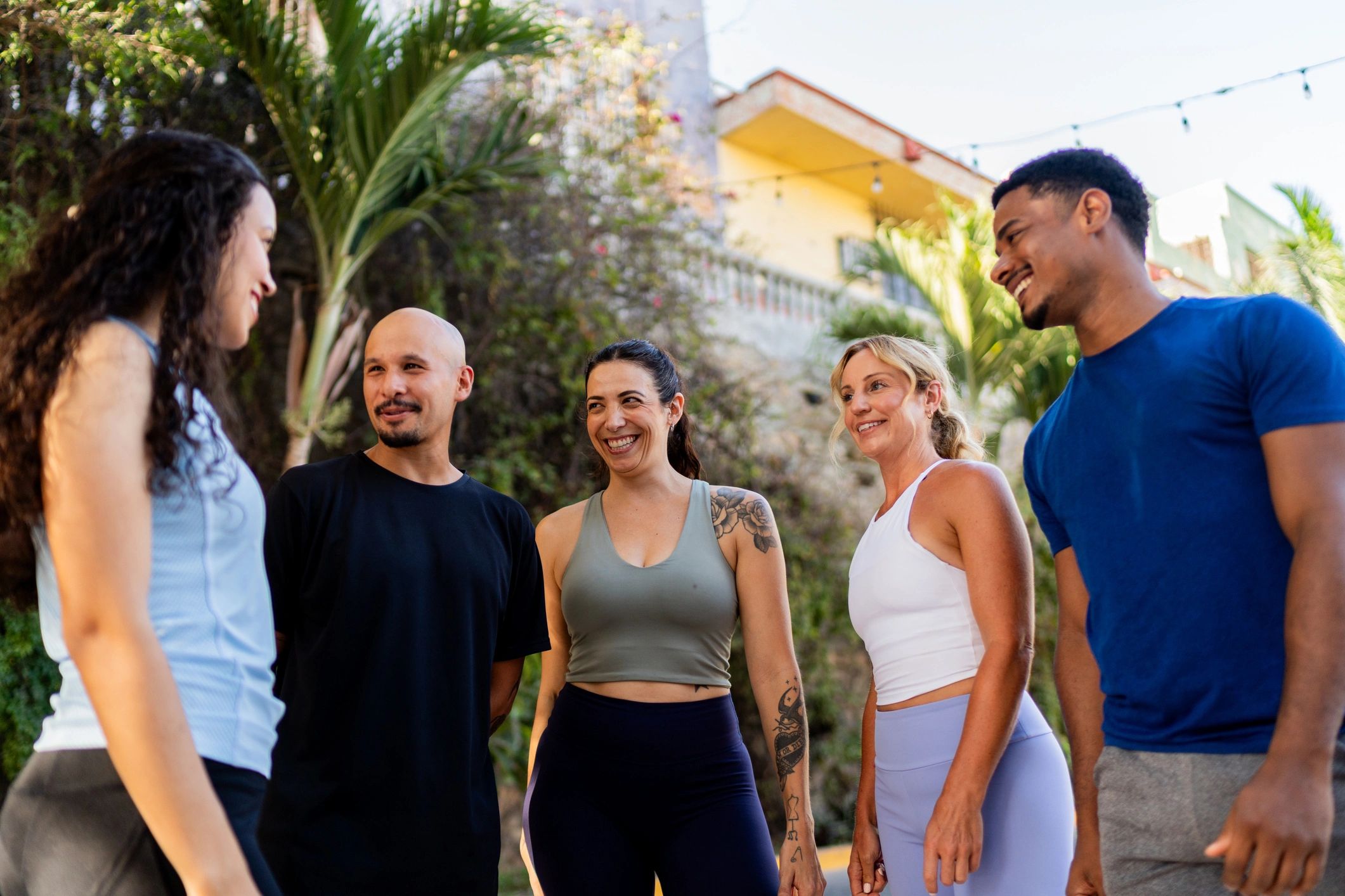 Fitness professionals collaborating outdoors